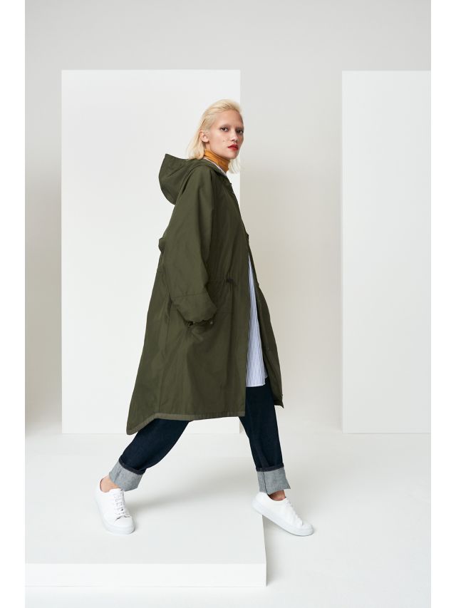 Kin Longline Parka Coat Khaki S 